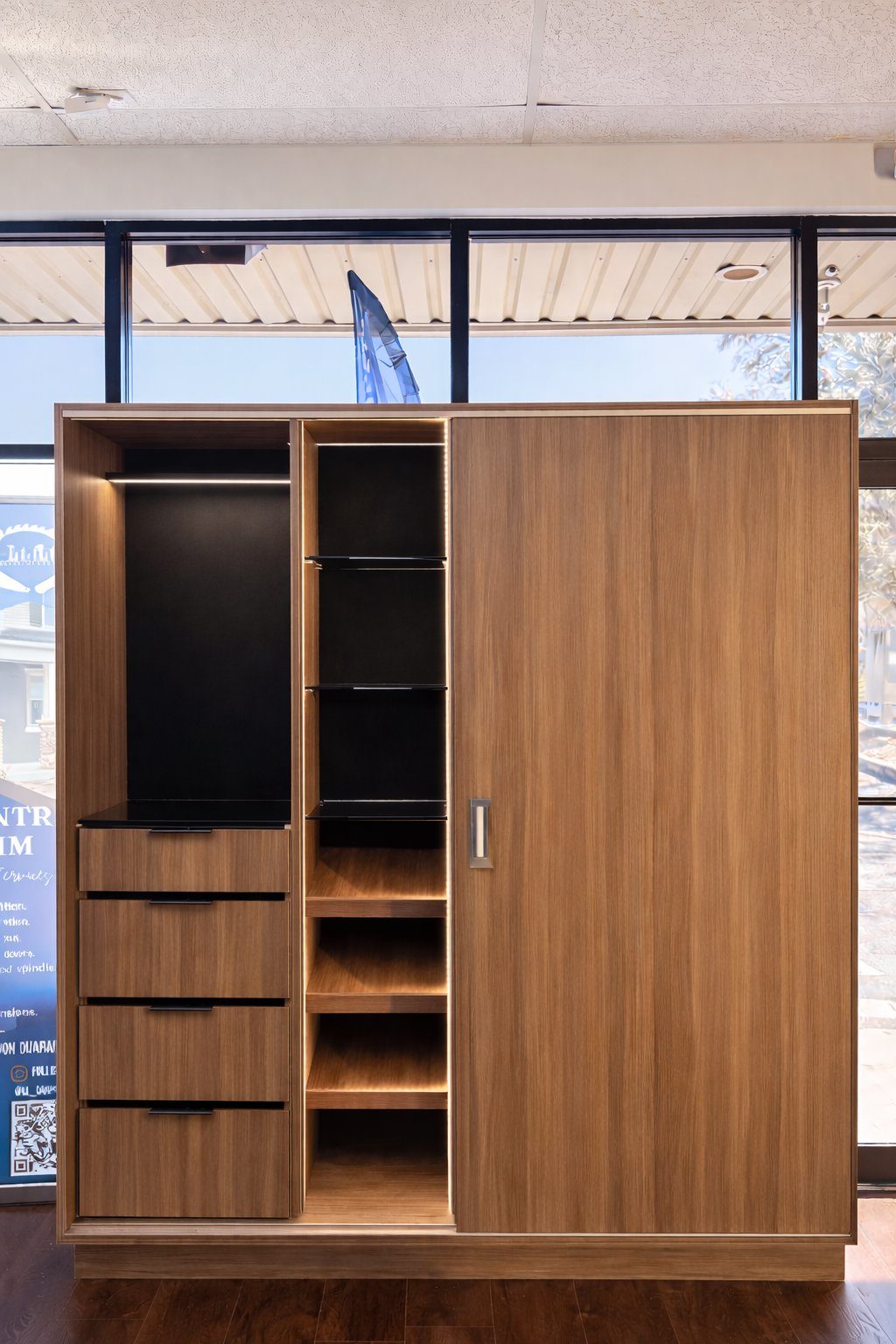 Modern walk-in with LED lighting