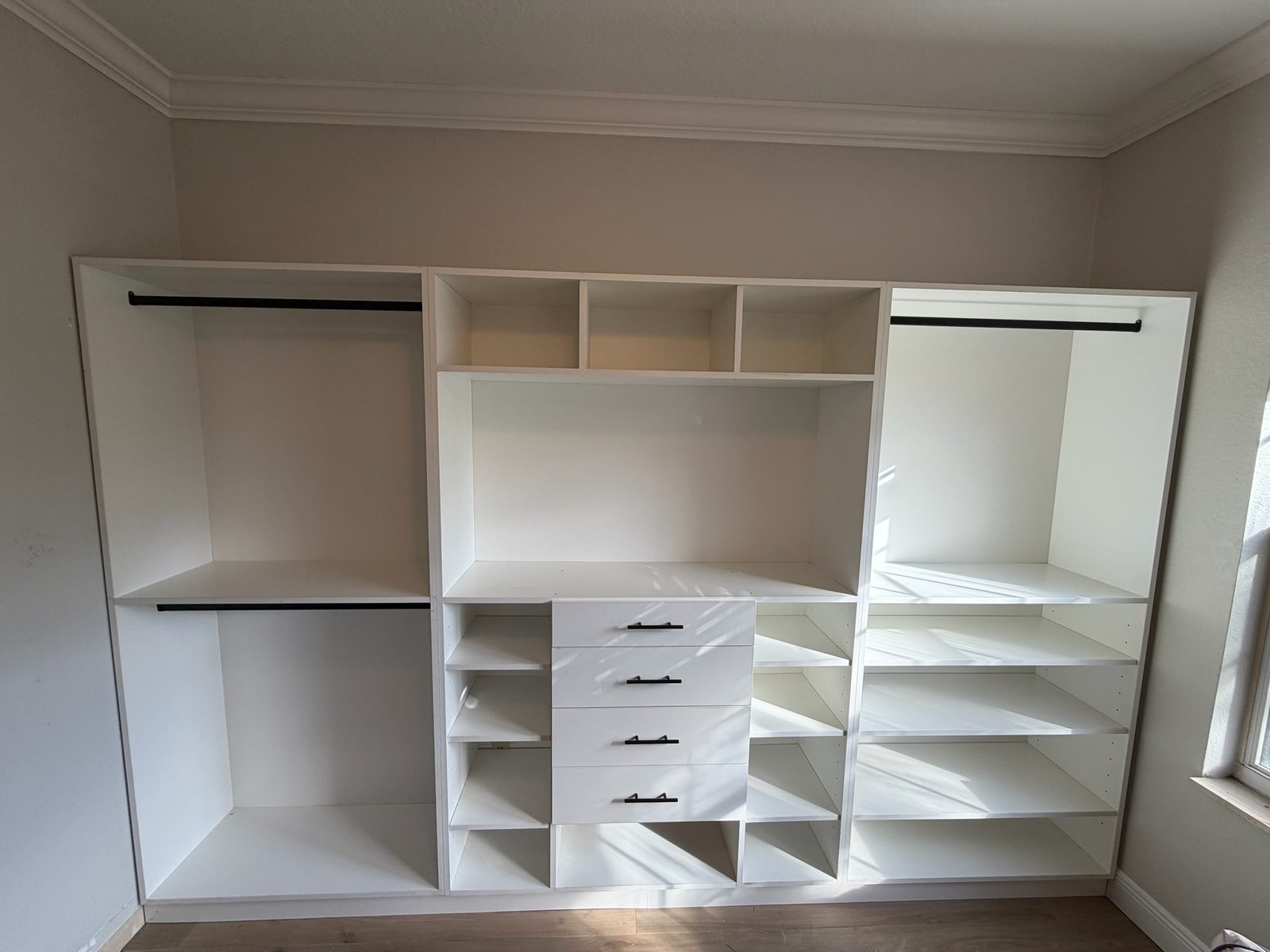 Built-in wardrobe in natural light